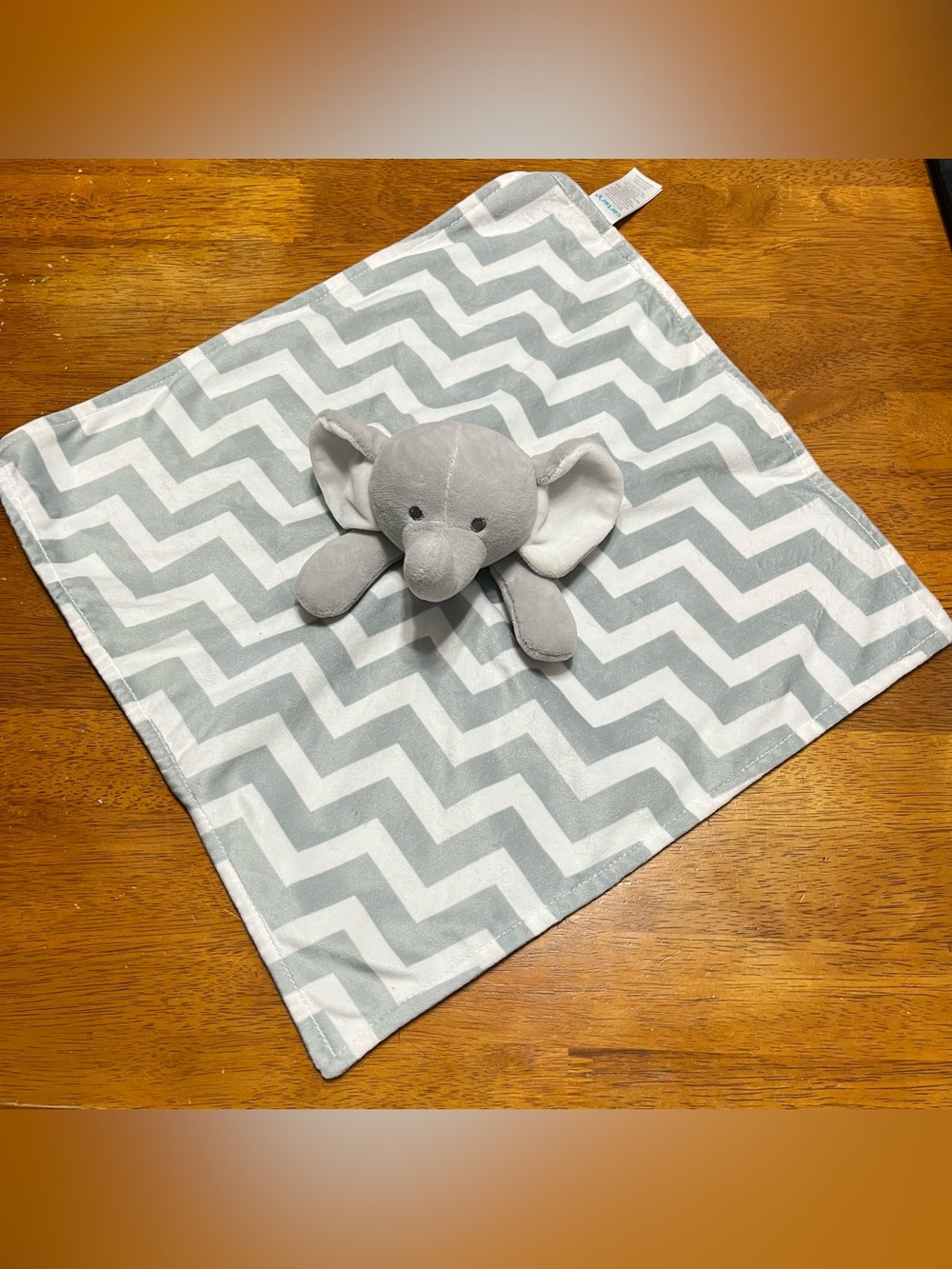 Carter's Gray and White Chevron Elephant Security Blanket lovey toy